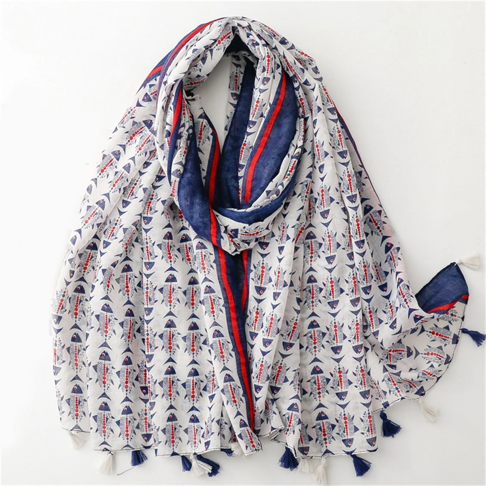 

180 * 85cm Muslim Headscarf, Female Style Windproof Tassels Shawls The Four Seasons New Bandanna Fashion Print Warm Beach Towel,