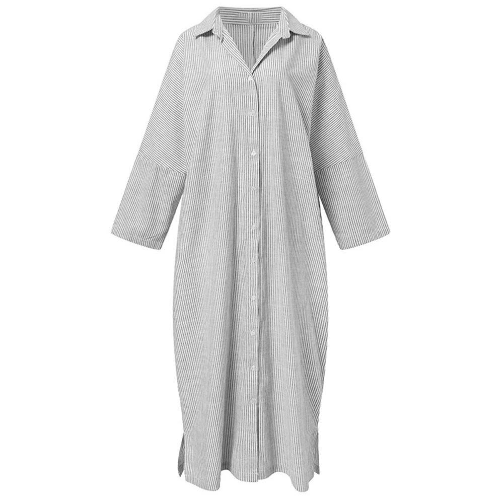 

Women's Maxi Kaftan Dress Casual Baggy Loose Long Tops Tunic Cotton Linen Shirt V Necked Style (128 characters)