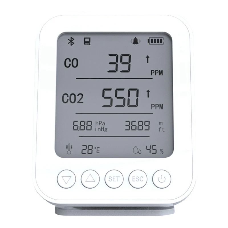 6 In 1 Automobile Gas Detector Vehicle CO CO2 Air Pressure Altitude Temp Humidity Time Monitoring
6 In 1 Automobile Gas Detector Vehicle CO CO2 Air Pressure Altitude Temp Humidity Time Monitoring