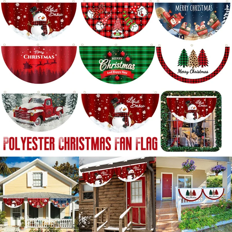 

Christmas Outdoor Fan-shaped Flag Banner Christmas Decor for Home 2023 Cristmas Drop Ornament Xmas Navidad Gift New Year 2024