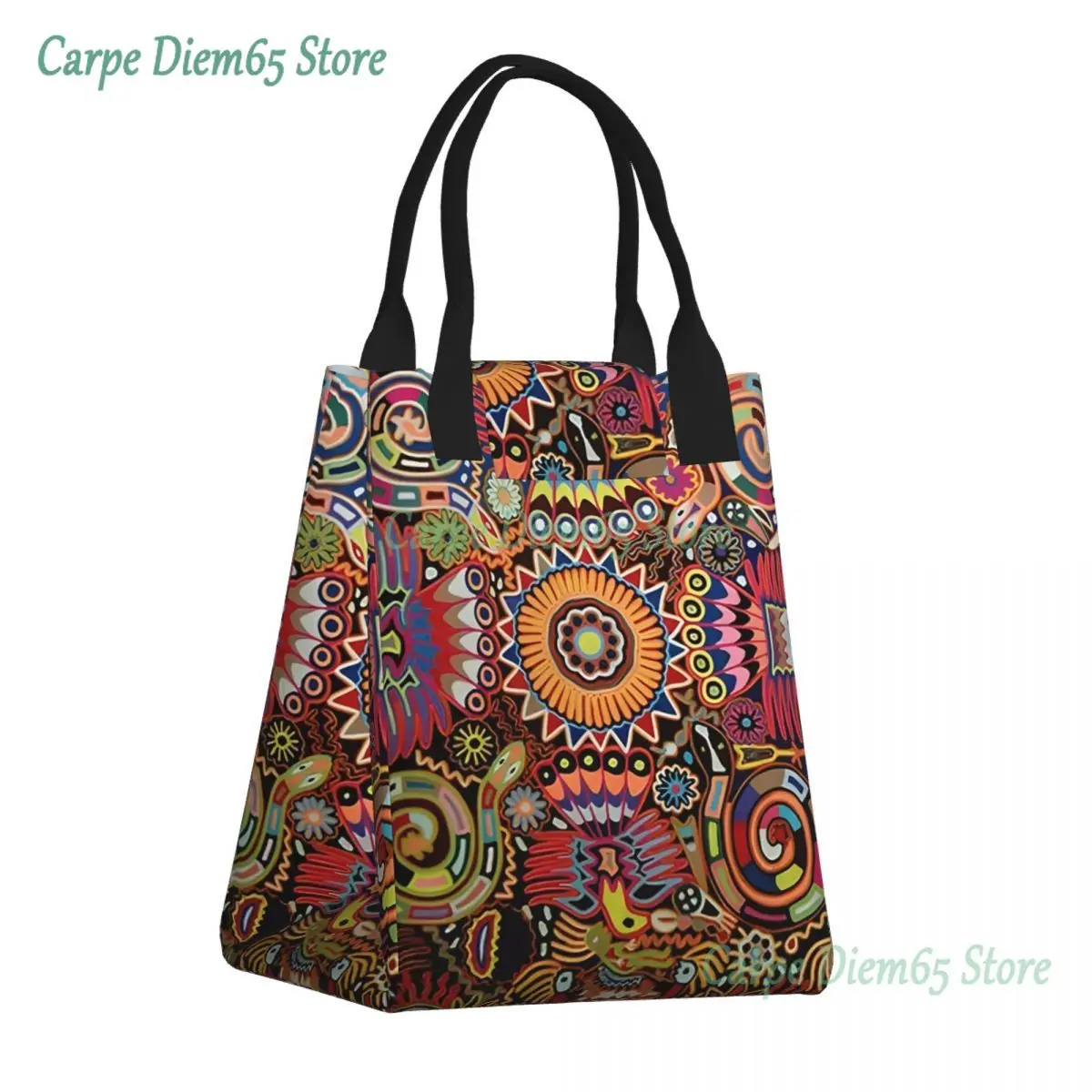 

Mexican Huichol Insulated Lunch Bag Camping Travel Leakproof Cooler Thermal Bento Box Women Children Food Container Tote Bags