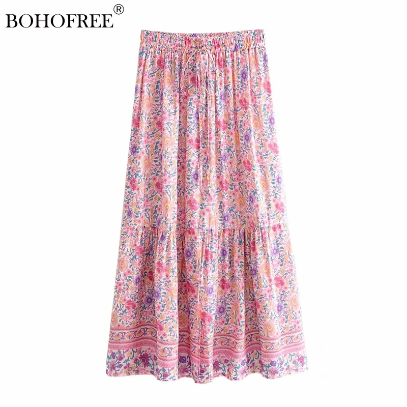 Boho Chic Rayon Pink Floral Fadal Casual Beachwear Elastic Waist Summer Skirts Bohemian Femme Female Hippie Maxi Skirt
Boho Chic Rayon Pink Floral Fadal Casual Beachwear Elastic Waist Summer Skirts Bohemian Femme Female Hippie Maxi Skirt
