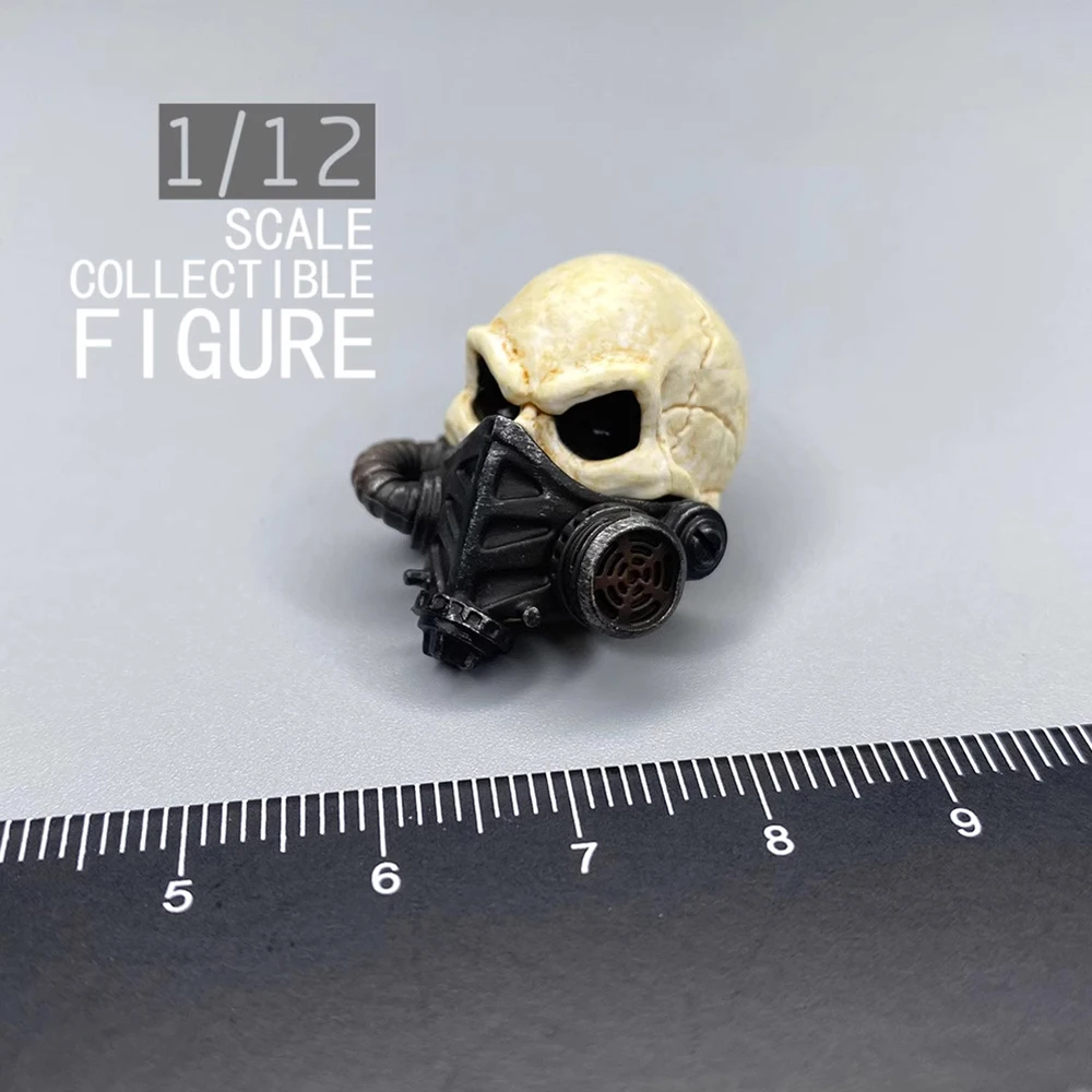 

1/12 DLZ TOYS Skull Male Officer General Soldier Black Head Skull Sculpt Carving with Mask Accessories For 6" Doll Figure DIY