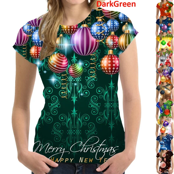 Women's Fashion Short Sleeve Round Neck Christmas Gift 3d Printed Christmas Top T-shirt
Women's Fashion Short Sleeve Round Neck Christmas Gift 3d Printed Christmas Top T-shirt