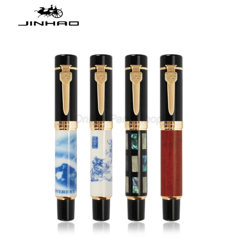 

Jinhao 650 Natural Abalone/Rosewood/Porcelain Barrel 0.7mm Medium Nib Fountain Pen Gold Trim Professional Office Stationery
