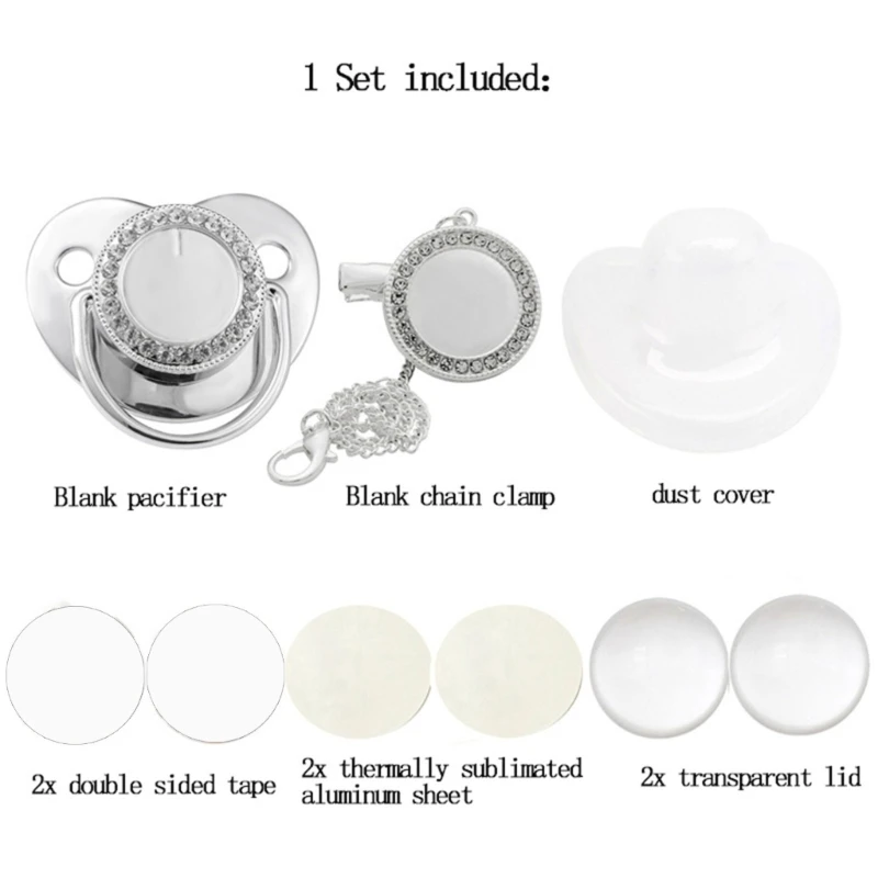 

HUYU Thermal Transfer Printing Baby Pacifier DIY Rhinestones Silicone Dummy Nipple DIY Sublimation Blank Soothing Pacifier