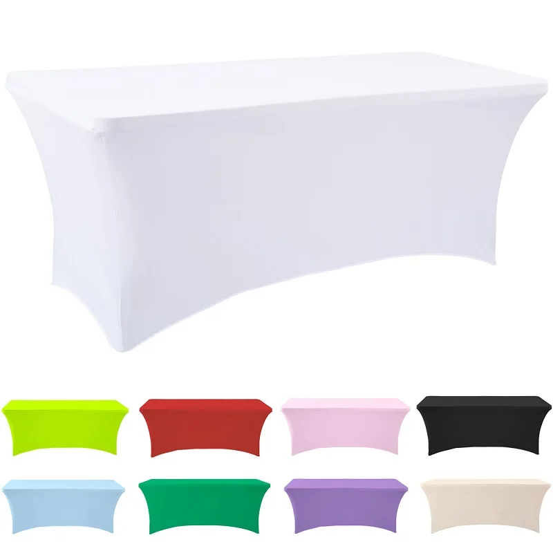 

Square Tablecloth for Hotel and Restaurant, Elastic Table Cover, Solid Color, Spandex, White Color, Wedding Banquet Decoration