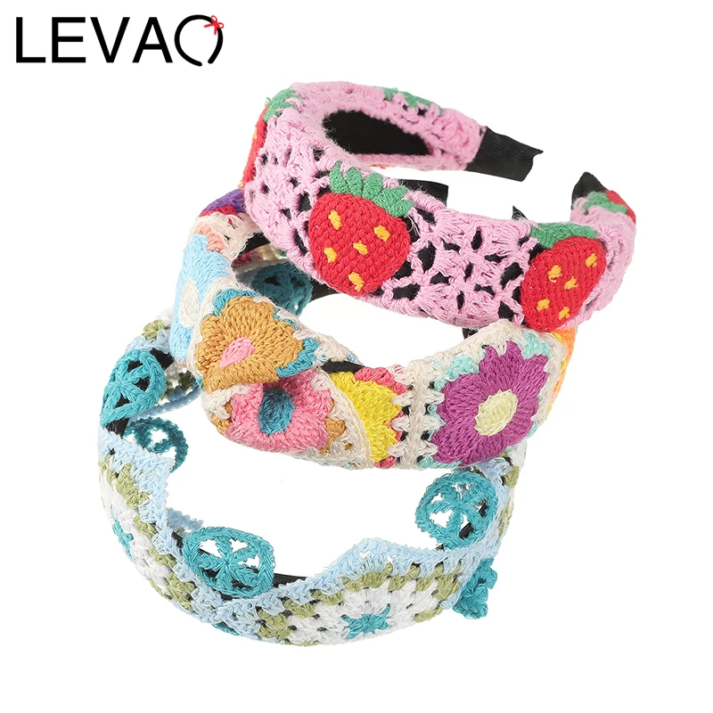 

LEVAO Yarn Knitting Knot Headbands For Women Flower Hairbands Folk-custom Hair Accessories Hair Bands For Women Head Wrap