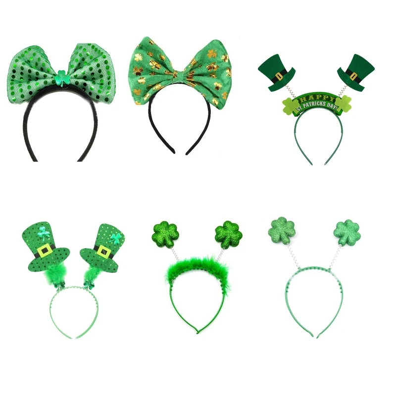 Patrick's Day Top Hat Headband Sequins Shamrock Hair Hoop Green Clover for Head Boppers Irish Big Bow Hairbands
Patrick's Day Top Hat Headband Sequins Shamrock Hair Hoop Green Clover for Head Boppers Irish Big Bow Hairbands