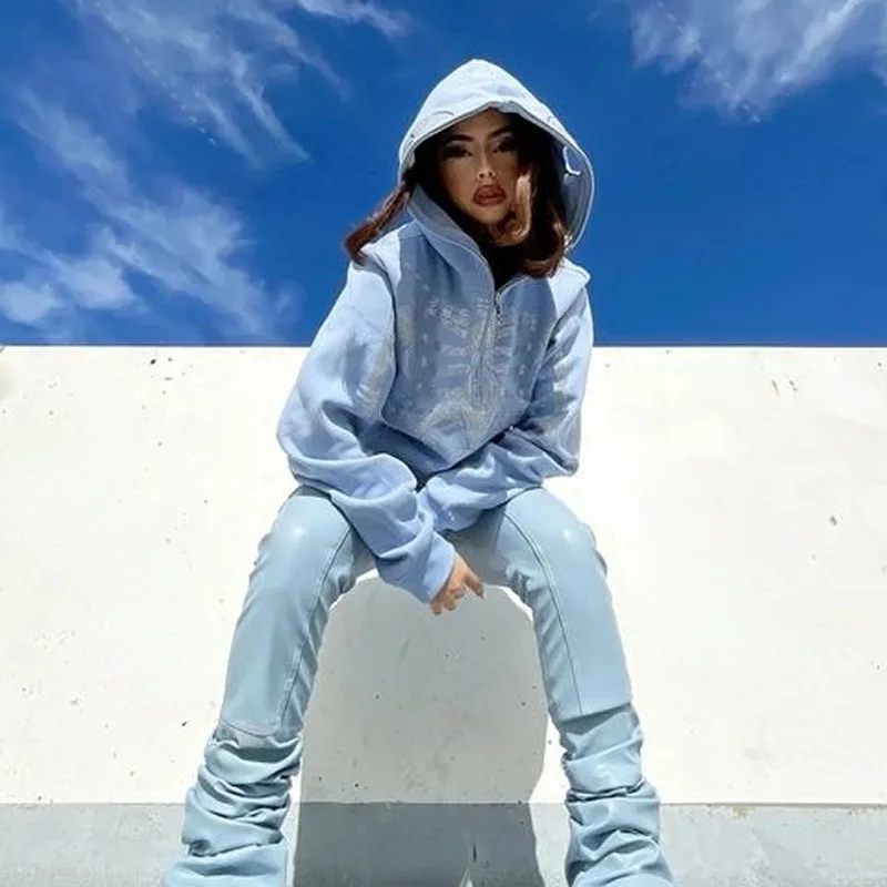 Y2K Fashion Women's Casual Hip Hop Zipper Jacket Sweatshirt Spring and Autumn European and American Personality Cardigan
Y2K Fashion Women's Casual Hip Hop Zipper Jacket Sweatshirt Spring and Autumn European and American Personality Cardigan