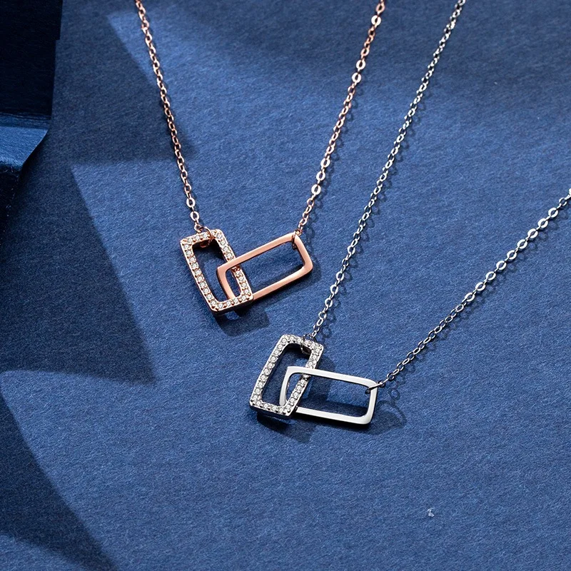 S925 Pure Silver Zircon Rectangular Double Buckle Pendant Necklace Women's Gift Fine Jewelry Party Banquet Jewelry Gift
S925 Pure Silver Zircon Rectangular Double Buckle Pendant Necklace Women's Gift Fine Jewelry Party Banquet Jewelry Gift