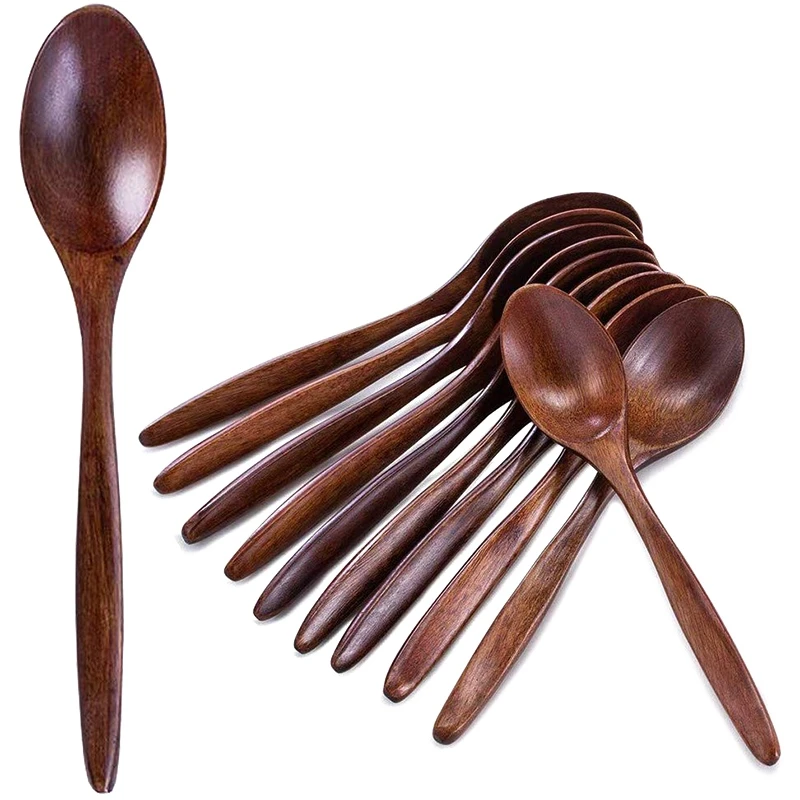 Wooden Spoons, 10 PCS Wood Soup Spoon Set, Long Handle Natural Wood Table Spoons for Eating Mixing Stirring Cooking - 7.3 Inches
Wooden Spoons, 10 PCS Wood Soup Spoon Set, Long Handle Natural Wood Table Spoons for Eating Mixing Stirring Cooking - 7.3 Inches