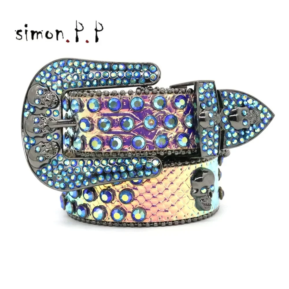

Designer belts rhinestone belt Bb Simon men women Sparkling Diamond Hip Hop Black Base colorful Multicolor Rhinestones