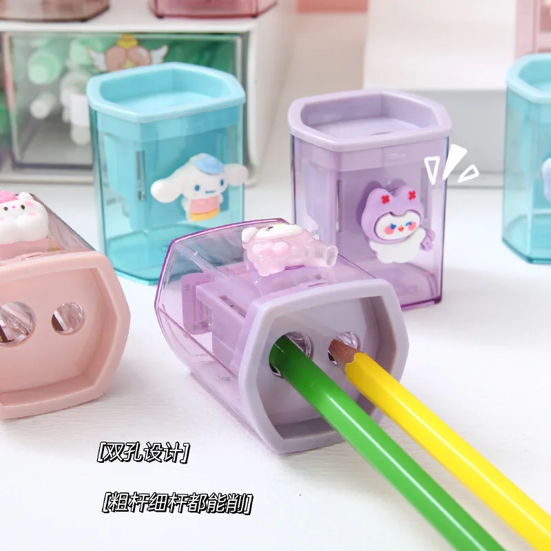 

Sanrio Pencil Sharpener Stationery Anime Hello Kitty Cinnamoroll Double Hole Pencil Sharpener Student School Supplies Prizes