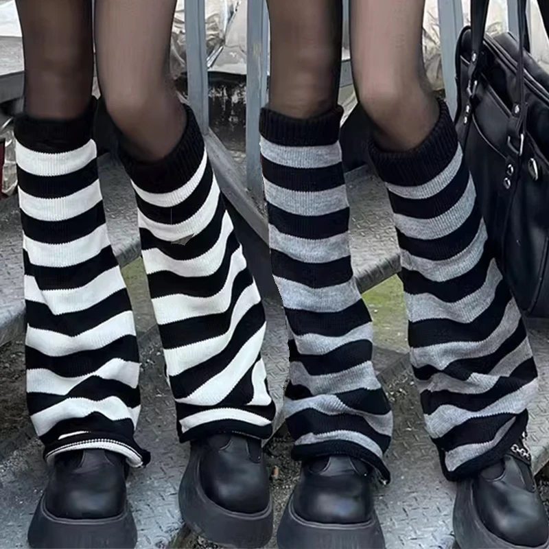 

Goth Leg Warmers Harajuku Sexy Leg Warmer Striped Knitted Socks Women Lolita Leg Cover Slouch Socks Boot Cuff Boot Sleeves