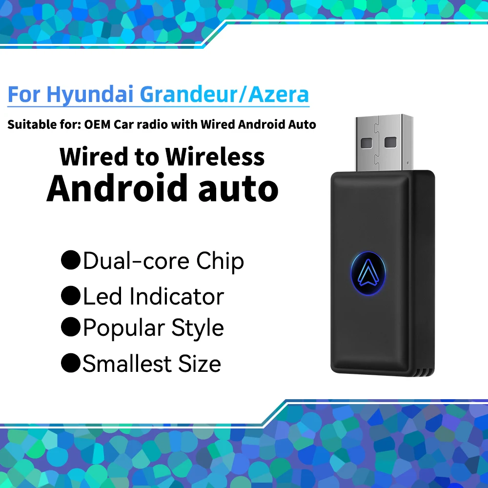 

New Mini Android Auto Adapter for Hyundai Grandeur Hyundai Azera USB Dongle Smart AI Box Car OEM Wired Android Auto To Wireless