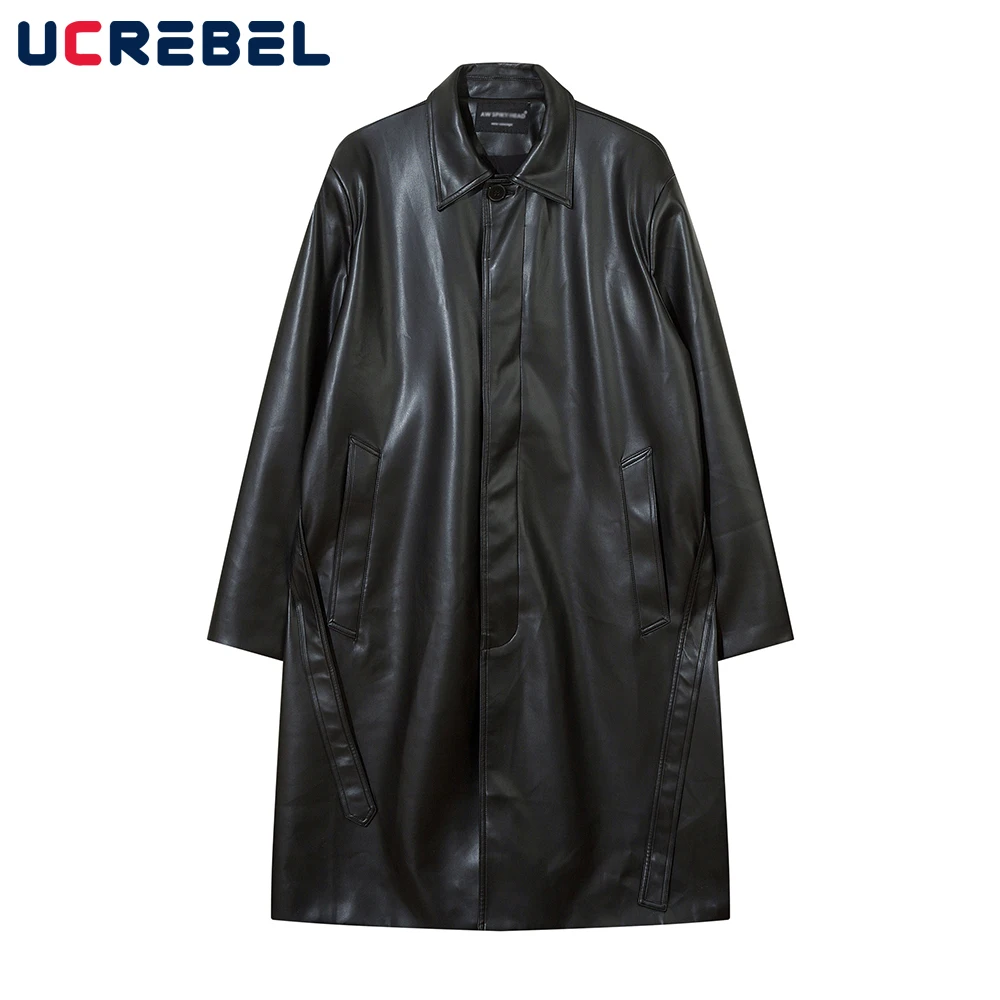 Loose Solid Color Pu Leather Jacket Mens Autumn Long Sleeve Lapel Single Breasted High Street Long Outerwear Men
Loose Solid Color Pu Leather Jacket Mens Autumn Long Sleeve Lapel Single Breasted High Street Long Outerwear Men