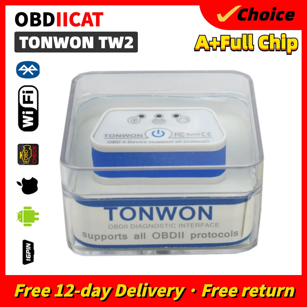 OBDIICAT TONWON TW2 ICAR2 OBD Diagnostic Tool Better than ELM327 Coder Reader Scan Tool TW2 BT3.0/4.0/WiFi for iOS and Android
OBDIICAT TONWON TW2 ICAR2 OBD Diagnostic Tool Better than ELM327 Coder Reader Scan Tool TW2 BT3.0/4.0/WiFi for iOS and Android