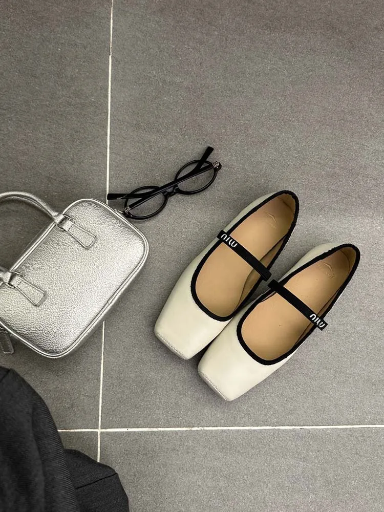 Women Ballet Flats Fashion Square Toe Pumps Female Mary Jane Shoes Soft Leather Slip-on Casual Shoes Office Lady Work Thin Shoes S110425dce9ed4778b3f87f635af77867H