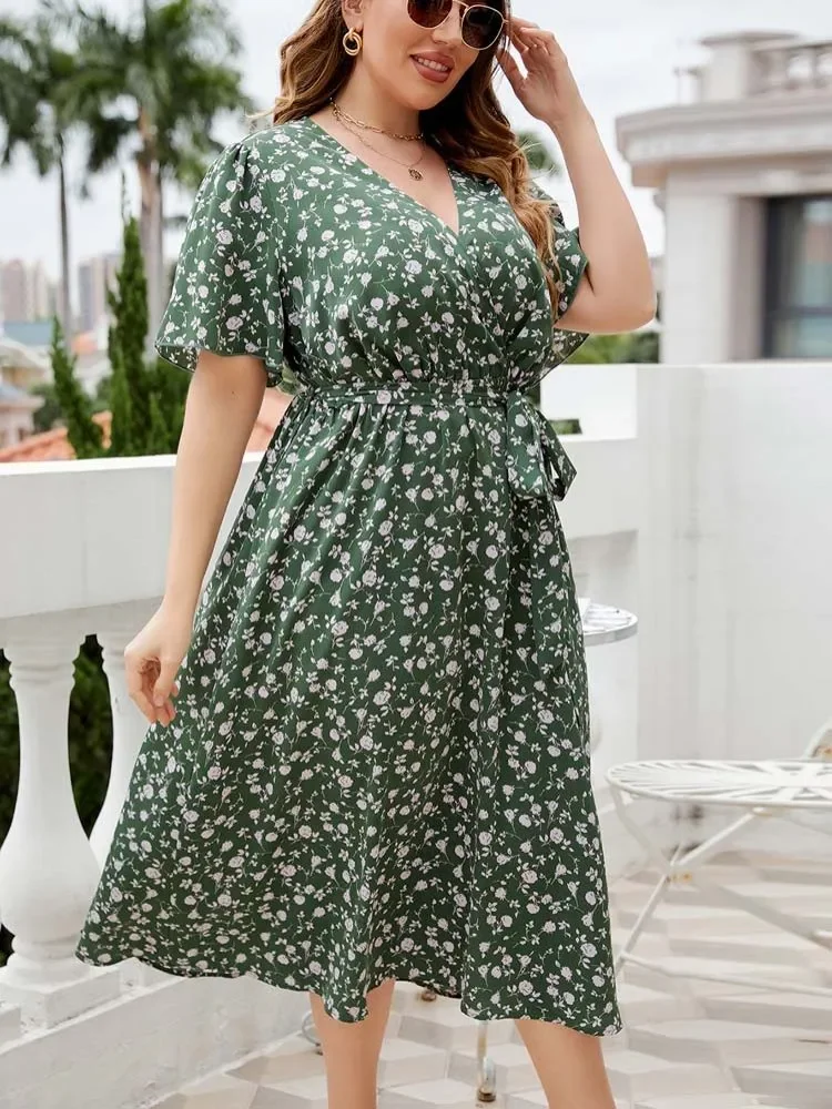 2023 Summer Oversized Floral Dress Women V Neck Long Dresses Ladies Boho Short Sleeve Elegant Party Dress
2023 Summer Oversized Floral Dress Women V Neck Long Dresses Ladies Boho Short Sleeve Elegant Party Dress