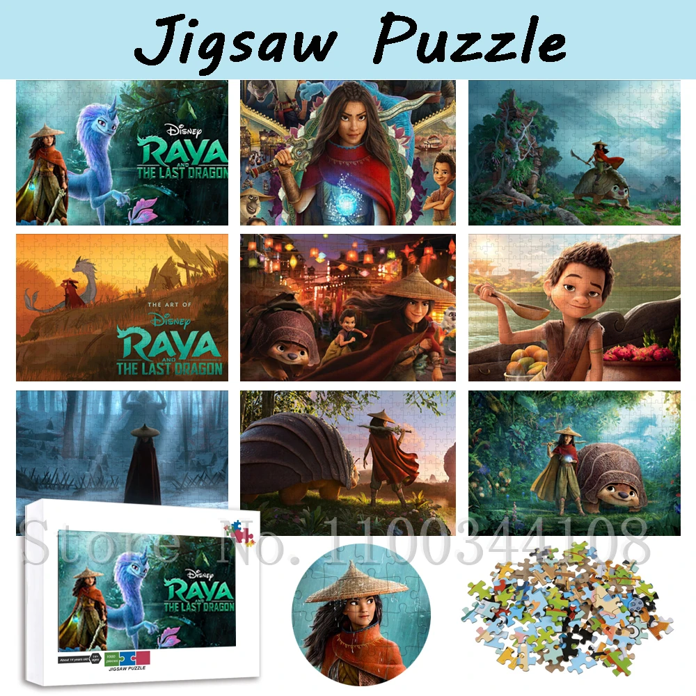 

Disney Movies Raya and The Last Dragon Jigsaw Puzzles for Adults Cartoon Anime Paper Puzzle Children Education Assemble Game Toy