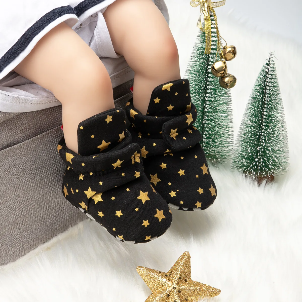 

Winter Christmas Elements Casual Toddler Shoes Newborn Baby Boy Girl Crib Shoes Non-slip Soft-soled Baby Shoes First Walkers