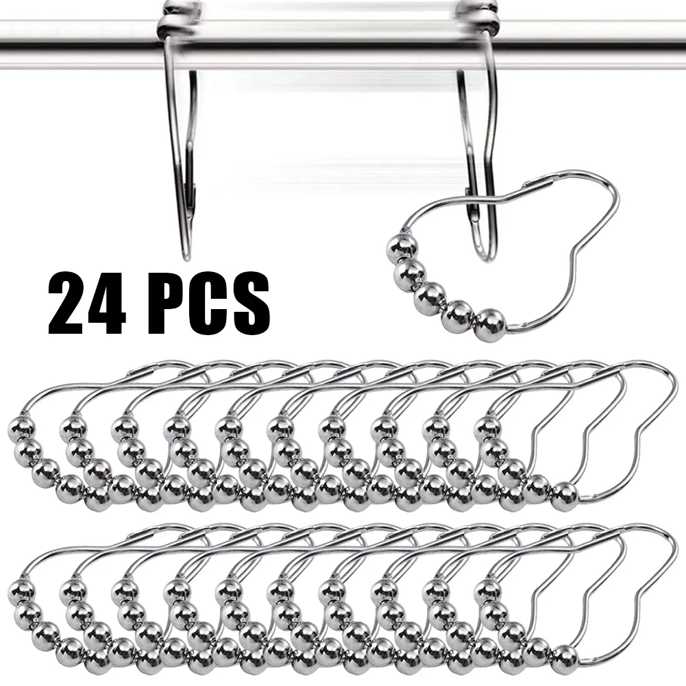 24Pcs Stainless Steel Curtain Hooks Bath Rollerball Shower Curtains Rings Hooks Glide Rings Convenient Home Bathroom Accessories
24Pcs Stainless Steel Curtain Hooks Bath Rollerball Shower Curtains Rings Hooks Glide Rings Convenient Home Bathroom Accessories