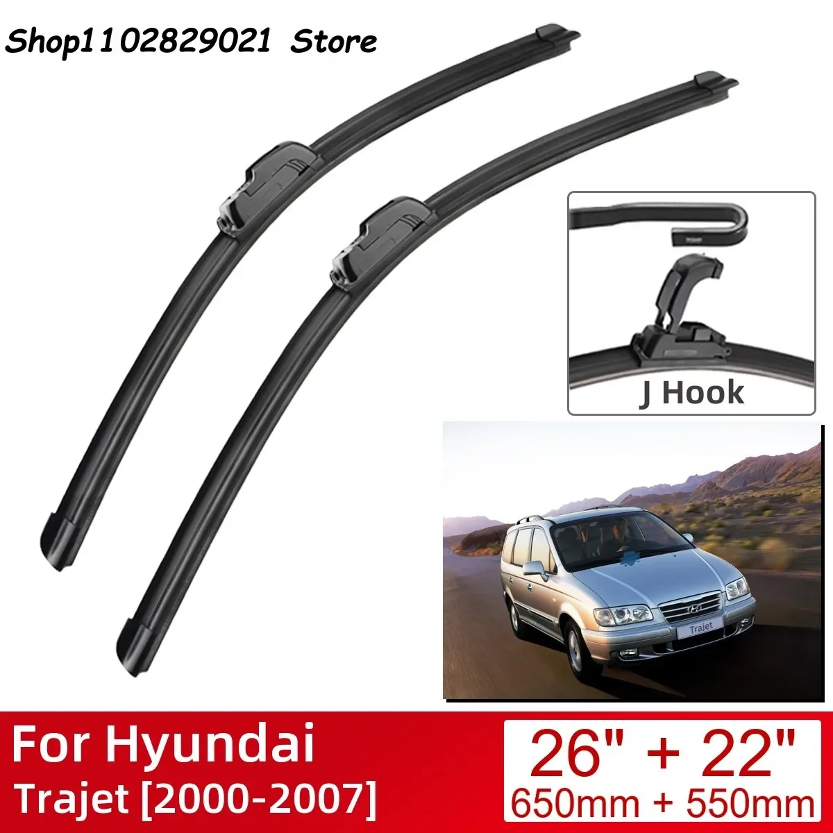 For Hyundai Trajet 2000-2007 26"+22" Car Accessories Front Windscreen Wiper Blade Brushes Wipers U Type J Hooks 2007 2006 2005
For Hyundai Trajet 2000-2007 26"+22" Car Accessories Front Windscreen Wiper Blade Brushes Wipers U Type J Hooks 2007 2006 2005