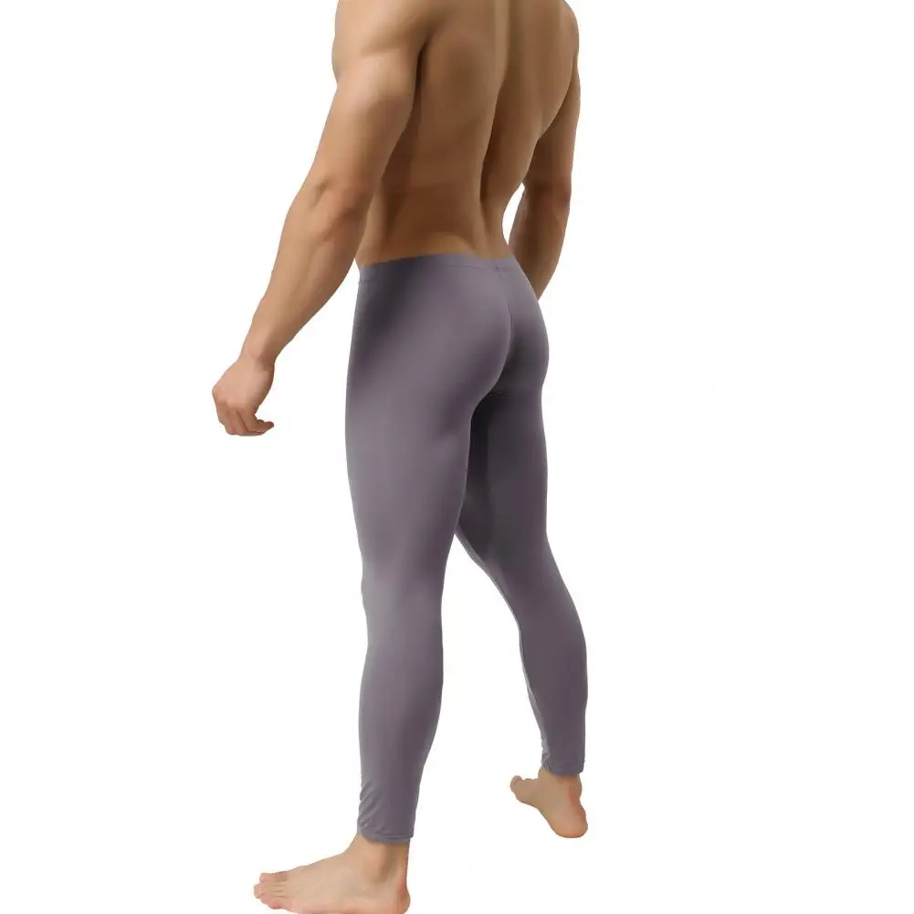 

Tight-fitting Men Trousers Men's Ultrathin U Pouch Long Johns Leggings High Elasticity Soft Mid Waist Underwear for Home Sheer