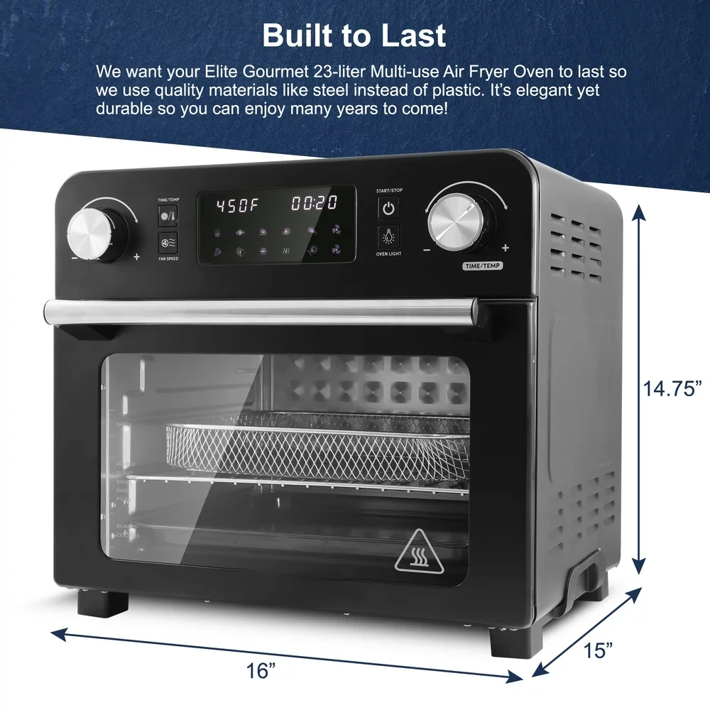 Programmable 23L Air Fryer Rotisserie Oven with 10 Functions, and Interior Light, Black
Programmable 23L Air Fryer Rotisserie Oven with 10 Functions, and Interior Light, Black