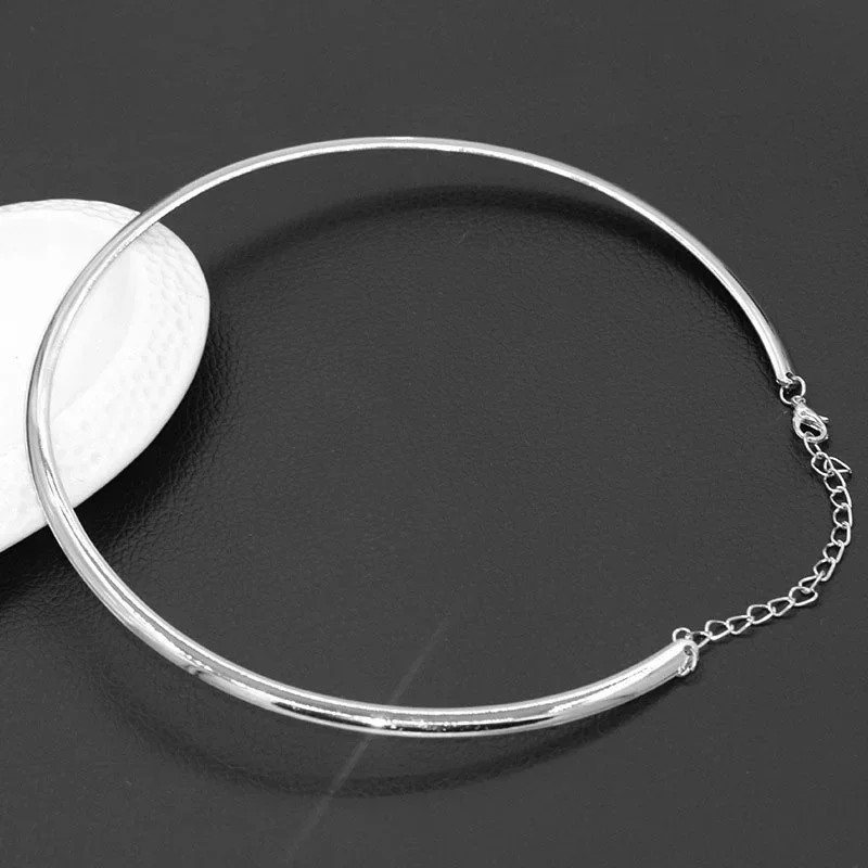 

304 Stainless Steel Collar Neck Ring Necklace Silver Color Big Circle Metal Pendant Torque Statement Necklace Jewelry Findings