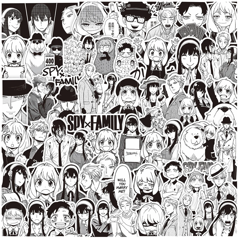 10/35/70pcs Anime Spy×Family Black White Stickers for Laptop Suitcase Phone Scrapbooking Waterproof Japan Cartoon Decal Kid Toys
10/35/70pcs Anime Spy×Family Black White Stickers for Laptop Suitcase Phone Scrapbooking Waterproof Japan Cartoon Decal Kid Toys