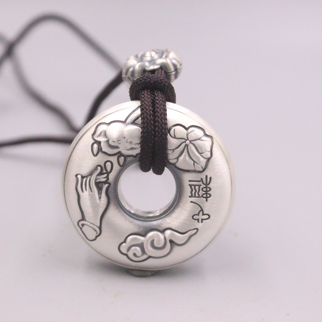

Pure Silver 999 Pendant Sterling Silver Thai Silver Men and Women Sutra Mantra Buddha Vintage Silver Pendant 38*38mm