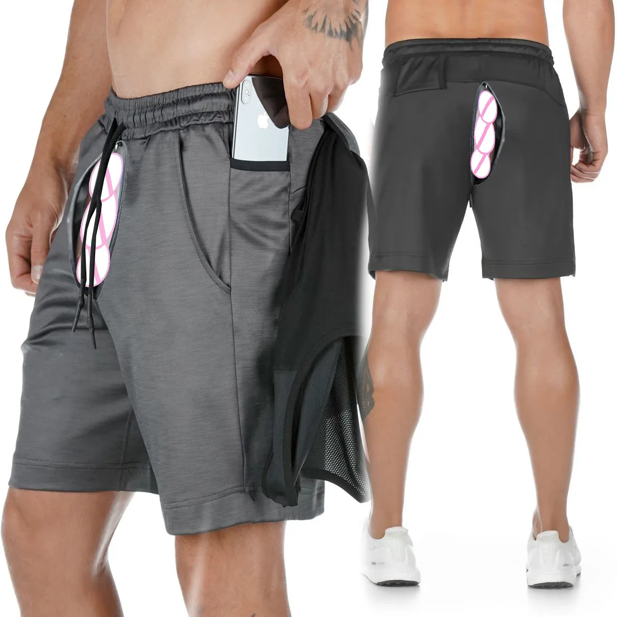 

Invisible Open Crotch Outdoor Sex Pants Summer Exercise Shorts Men's Quick-Drying Breathable Fitness Gym Trunks Sweatpants Short