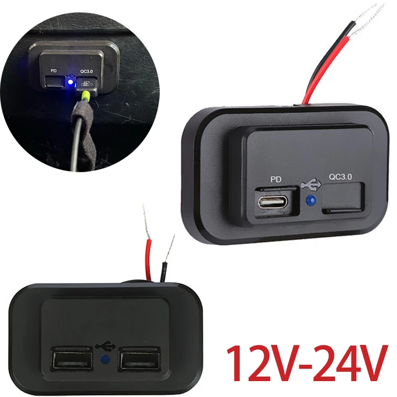 

Quick Charge 3.1A PD Type C Dual USB Ports Car Bus Charger Socket Adapter 12V/24V USB Power for Marine Motorcycle 15.5W / 18W