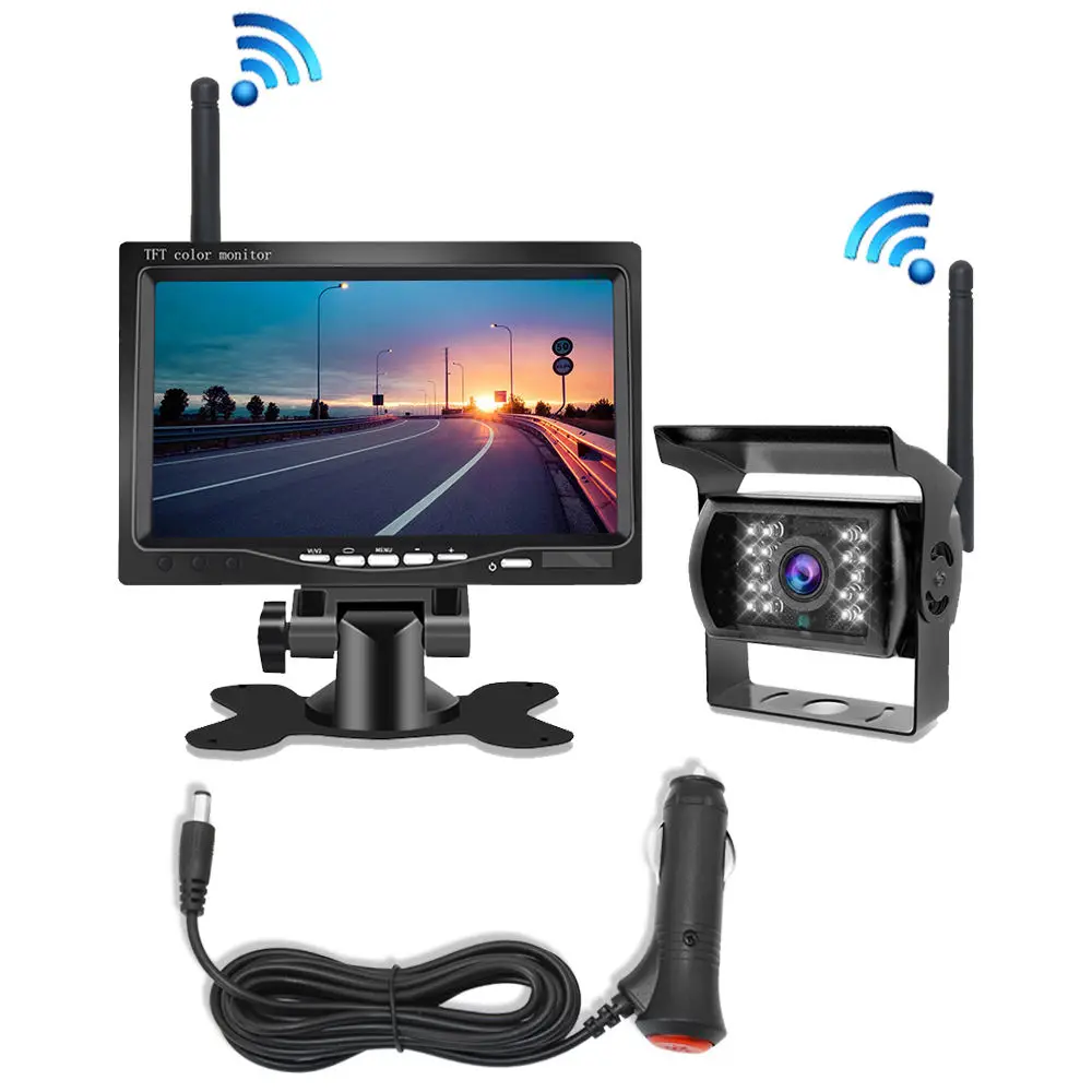 

truck 24 volt wireless vehicle car top side view backup reverse bus cctv camera wireless with monitor system for truck