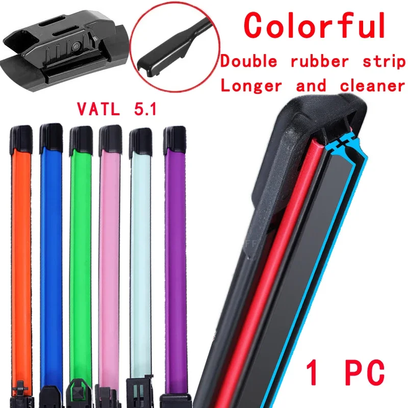 

Colorful Vatl5.1. Car Windshield Wiper blades Universal Soft Double layer Rubber Frameless Bracketless 16" 19" 20" 22" 24"26"30"