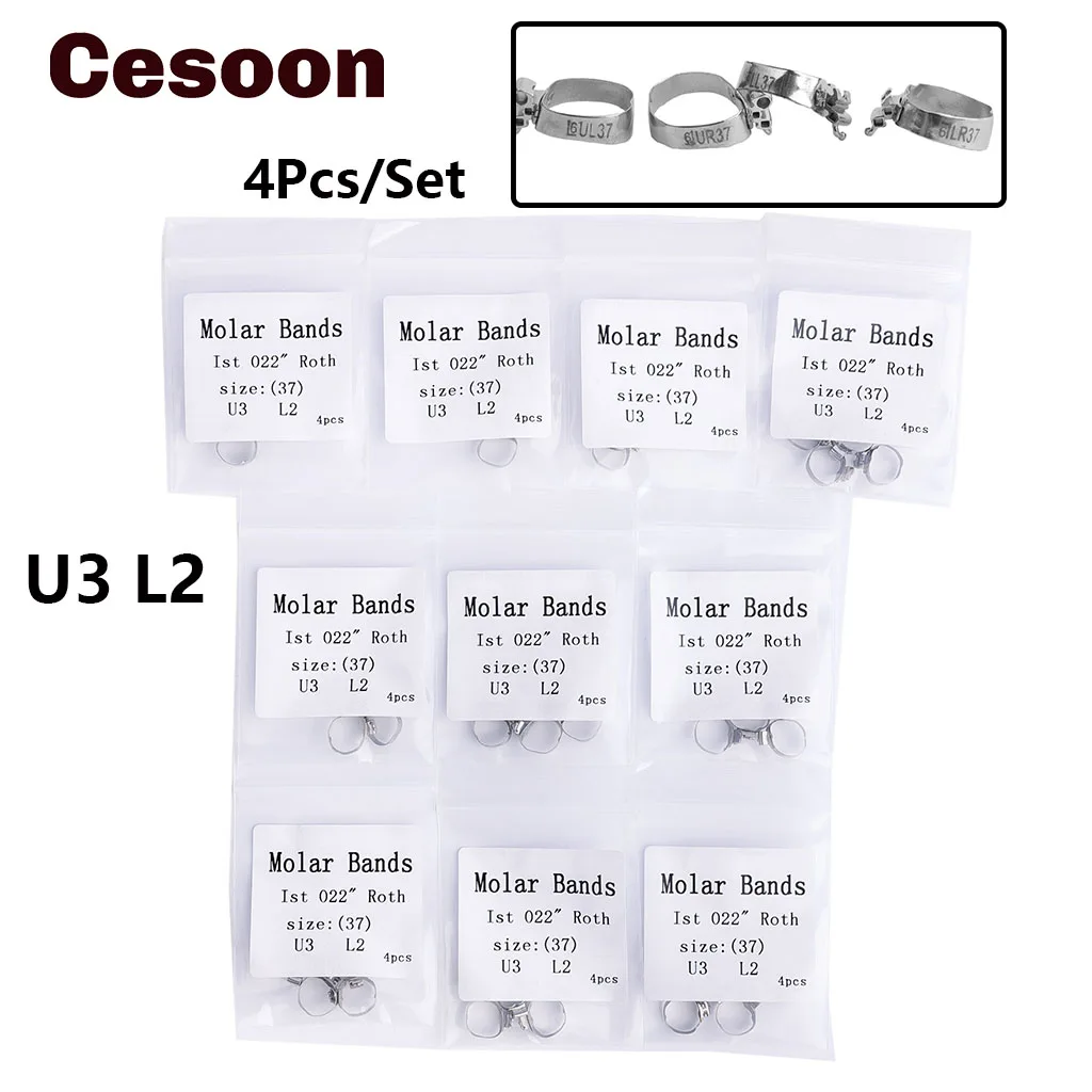 4Pcs/Set Dental Orthodontic Molar Bands 1st Roth 022 Upper 3 Lower 2 Stainless Steel Oral Bands 35-40+# Dentist Ortho Material
4Pcs/Set Dental Orthodontic Molar Bands 1st Roth 022 Upper 3 Lower 2 Stainless Steel Oral Bands 35-40+# Dentist Ortho Material