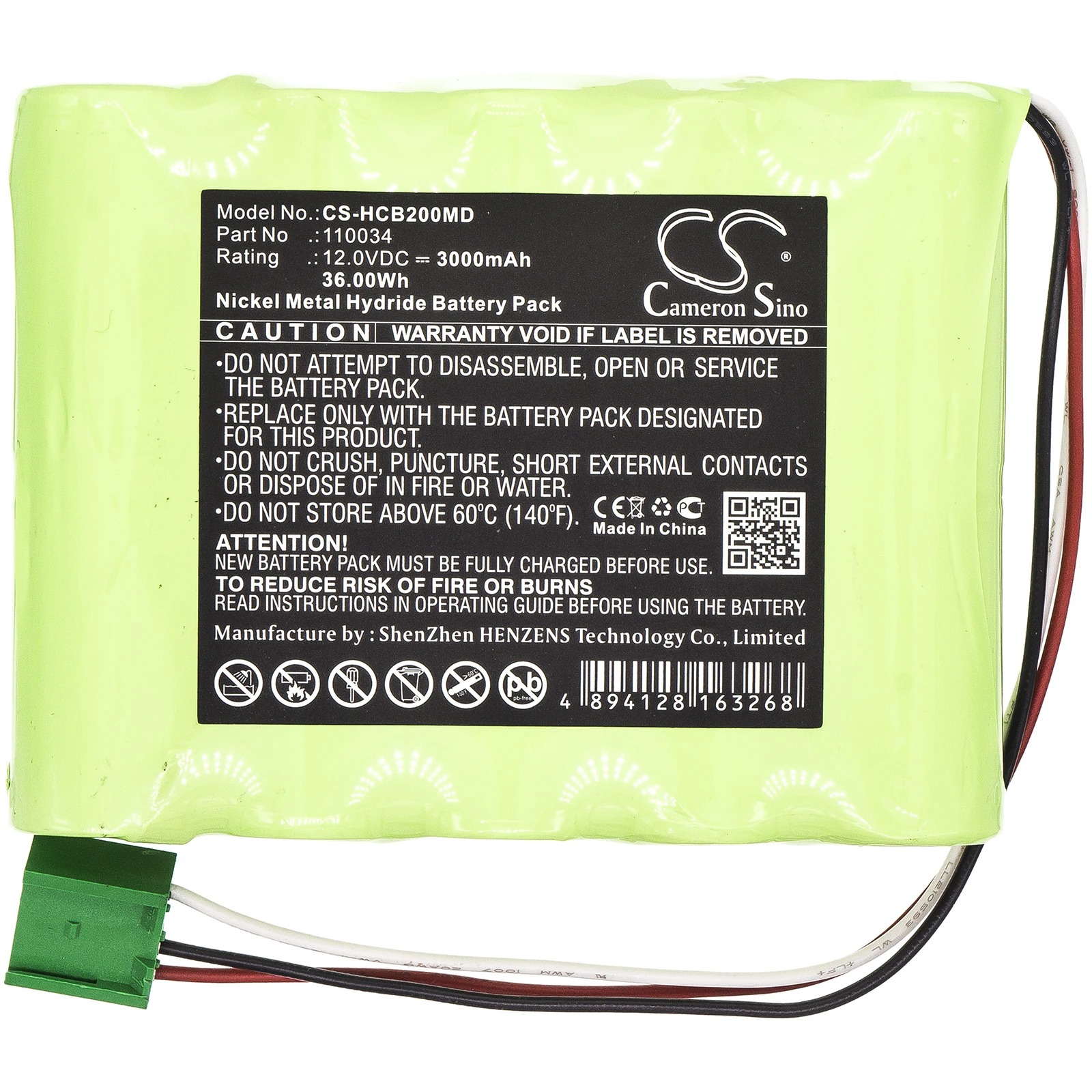 

Medical Battery For Hellige 110034 SCB2 Scope Ni-MH 12.00V 3000mAh / 36.00Wh Green 112.10 * 88.75 * 23.00mm