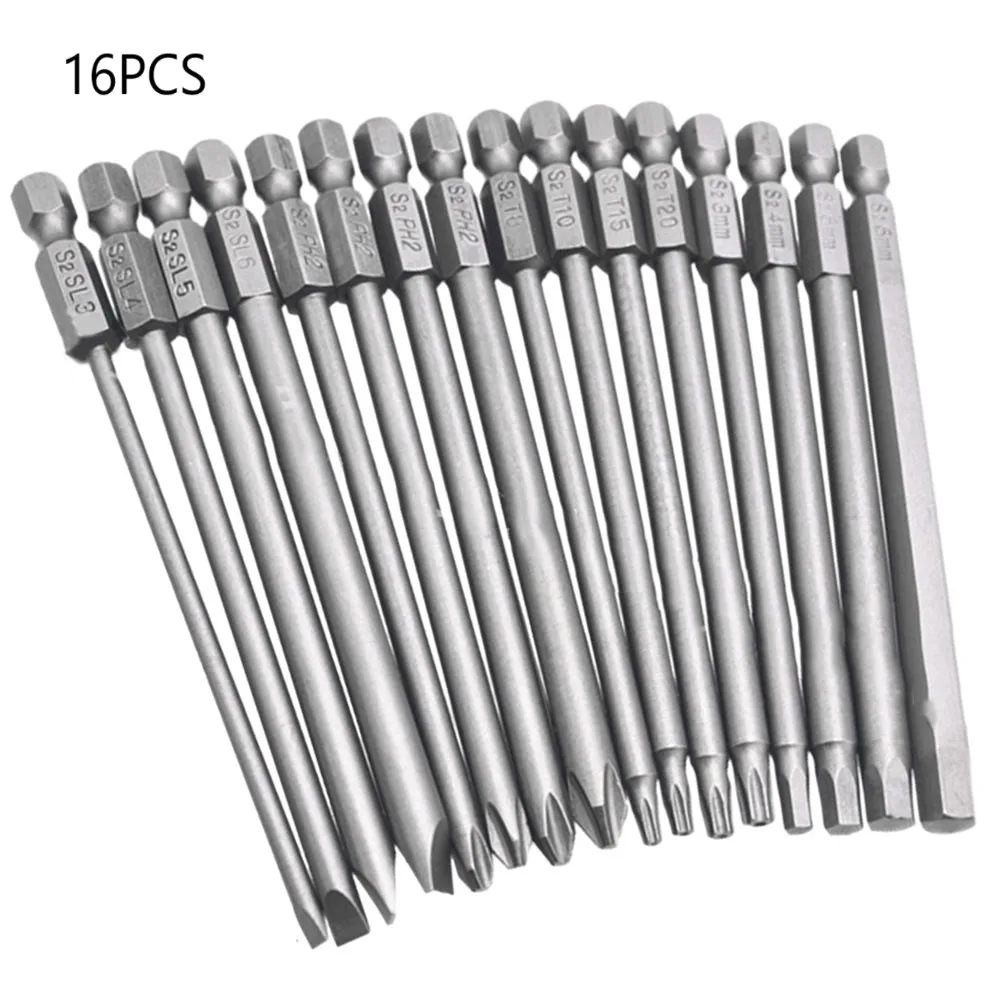 16pcs 100mm Long Screwdriver Bits Set Torx Hex Slotted Cross Head Magnetic Screw Driver Alloy Steel Screwdriver Bit Hand Tools
16pcs 100mm Long Screwdriver Bits Set Torx Hex Slotted Cross Head Magnetic Screw Driver Alloy Steel Screwdriver Bit Hand Tools
