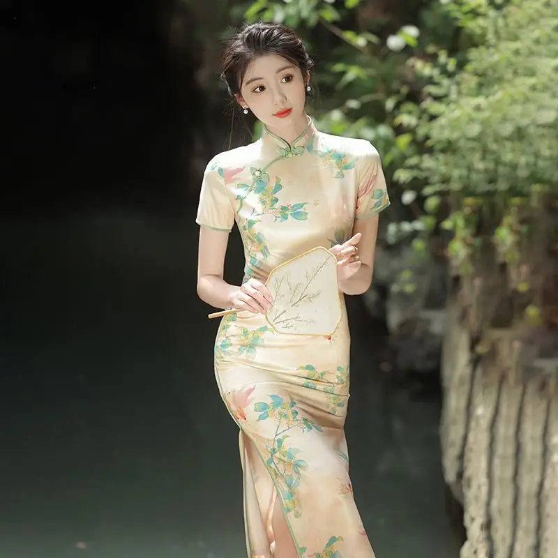 

Chinese style Tang costume improved cheongsam dress women's summer 2024 new new Chinese women's clothing small man Hanfu elegant