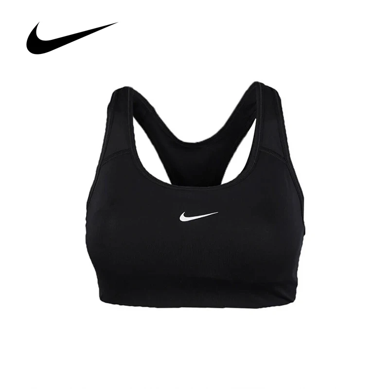 

Оригинальные женские спортивные бюстгальтеры NIKE Swoosh Dri-FIT, спортивная одежда для бега, фитнеса, однотонное облегающее Спортивное нижнее белье черного цвета BV3637