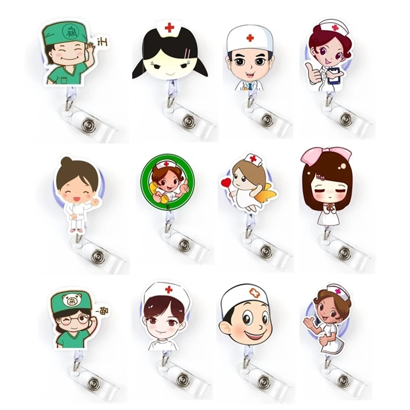 

Retractable ID Badge Reel for Staff Nurse Doctor Working Permit Pass Work Card Clip Medical Workers Nurse ID Name Tag Clips