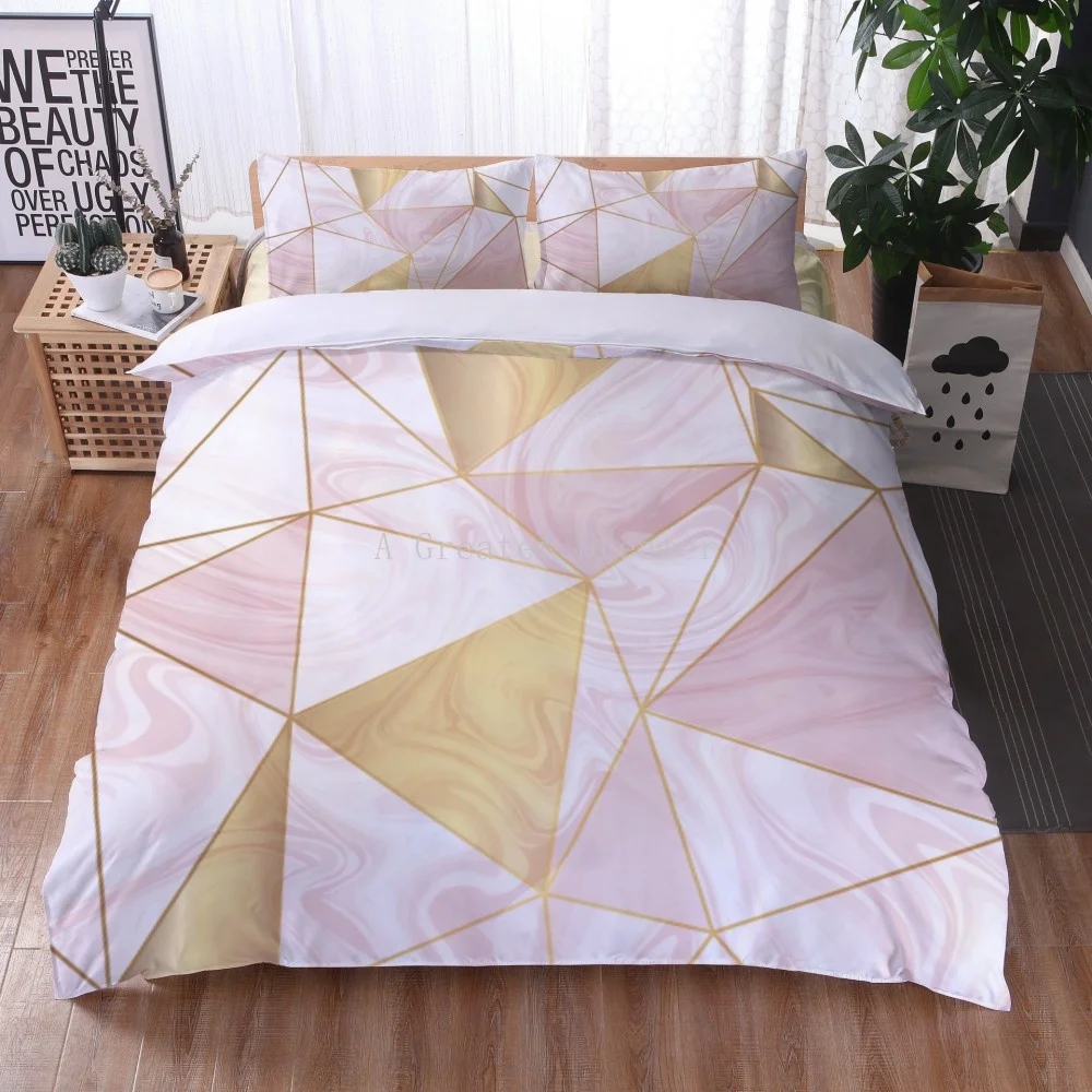 

Geometry Marble Pattern Printed Duvet Cover Twin Double Full King Size Bedding Sets With Pillow Case Bedroom Polyester Textiles