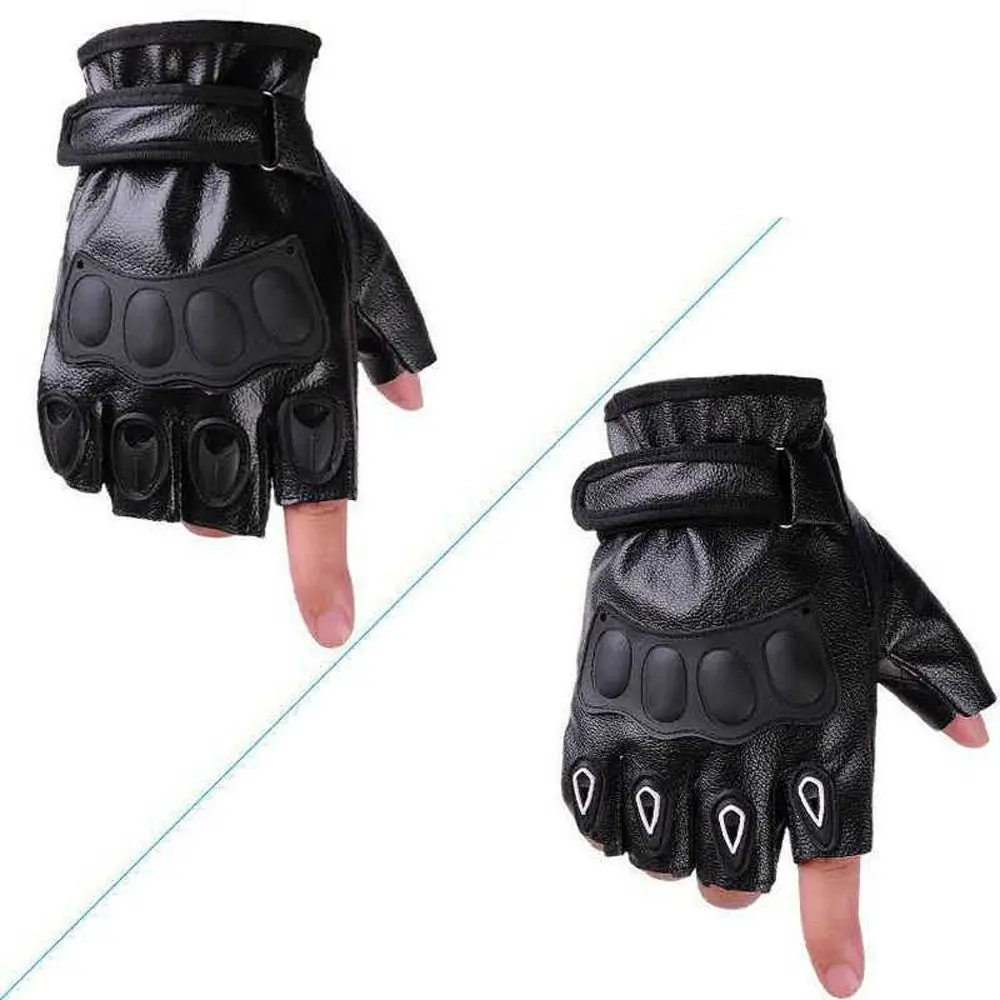 

1 Pair Fingerless Cycling Gloves Wrist Wrap PU Leather Non-slip Sport Mittens Wear-resistant Convenient Gym Gloves Riding