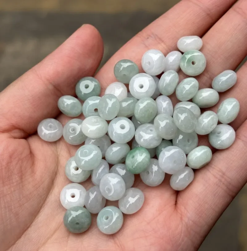 

10PC Natural Emerald Jadeite Abacus 10mm Beads Accessories DIY Bangle Charm Jewellery Fashion Hand-Carved Luck Man Amulet