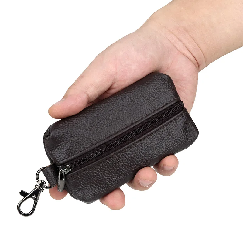 

Genuine Leather Car Key Case Men Women Key Holder Housekeeper Covers Zipper Bag Keychain Cover for Keys Organizer Card Bags