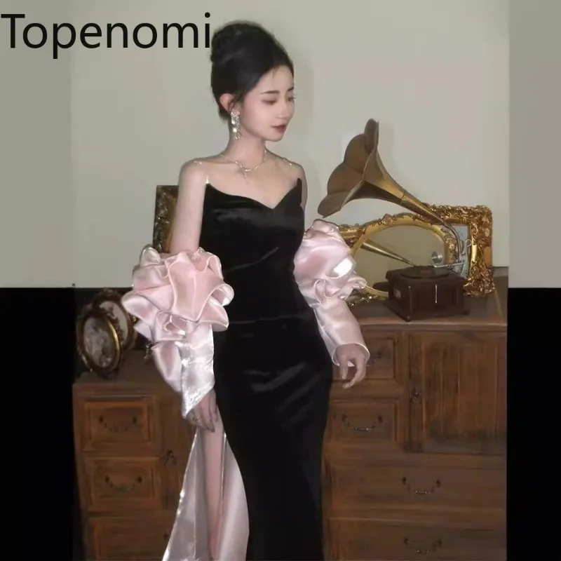 Topenomi Black Velvet Fishtail Evening Dress Women 2024 New Fashion Spaghetti Strap Spliced Train Prom Party Vestidos Elegantes
Topenomi Black Velvet Fishtail Evening Dress Women 2024 New Fashion Spaghetti Strap Spliced Train Prom Party Vestidos Elegantes