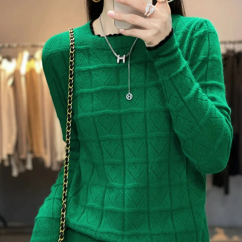 2023 Spring and Autumn New Pure Wool Round Neck Jumper Love Hollow Knit Sweater Female Fashion Match Color Long Sleeve Pullover
2023 Spring and Autumn New Pure Wool Round Neck Jumper Love Hollow Knit Sweater Female Fashion Match Color Long Sleeve Pullover