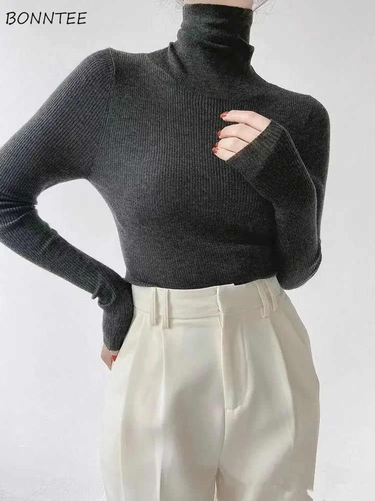 Pullovers Women Temper Solid Harajuku Chic Turtleneck Sweaters All-match Elegant Slim Soft Cozy Hot Sale Autumn Mujer Knitwear
Pullovers Women Temper Solid Harajuku Chic Turtleneck Sweaters All-match Elegant Slim Soft Cozy Hot Sale Autumn Mujer Knitwear